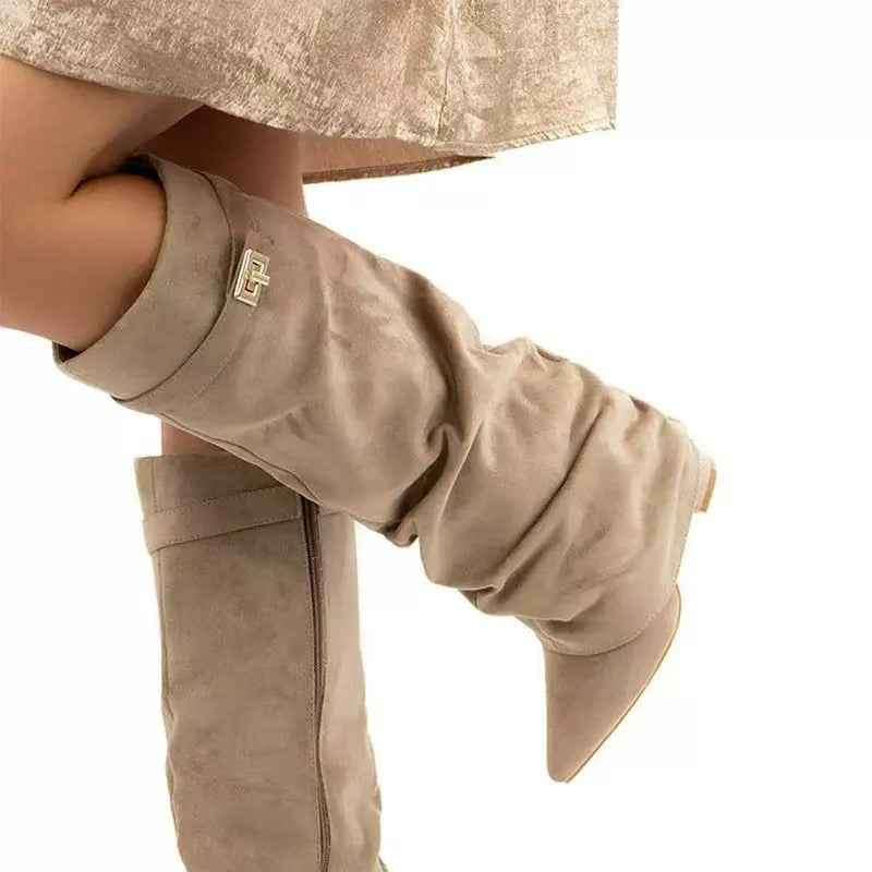 Women's Chunky Heel Mid-Calf Boots.