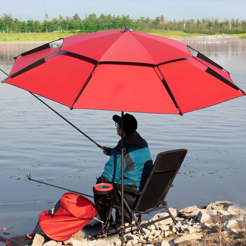 6.6FT Double Canopy Beach Umbrella – UV Protective, Waterproof Sun Shade for Garden, Camping & Fishing.