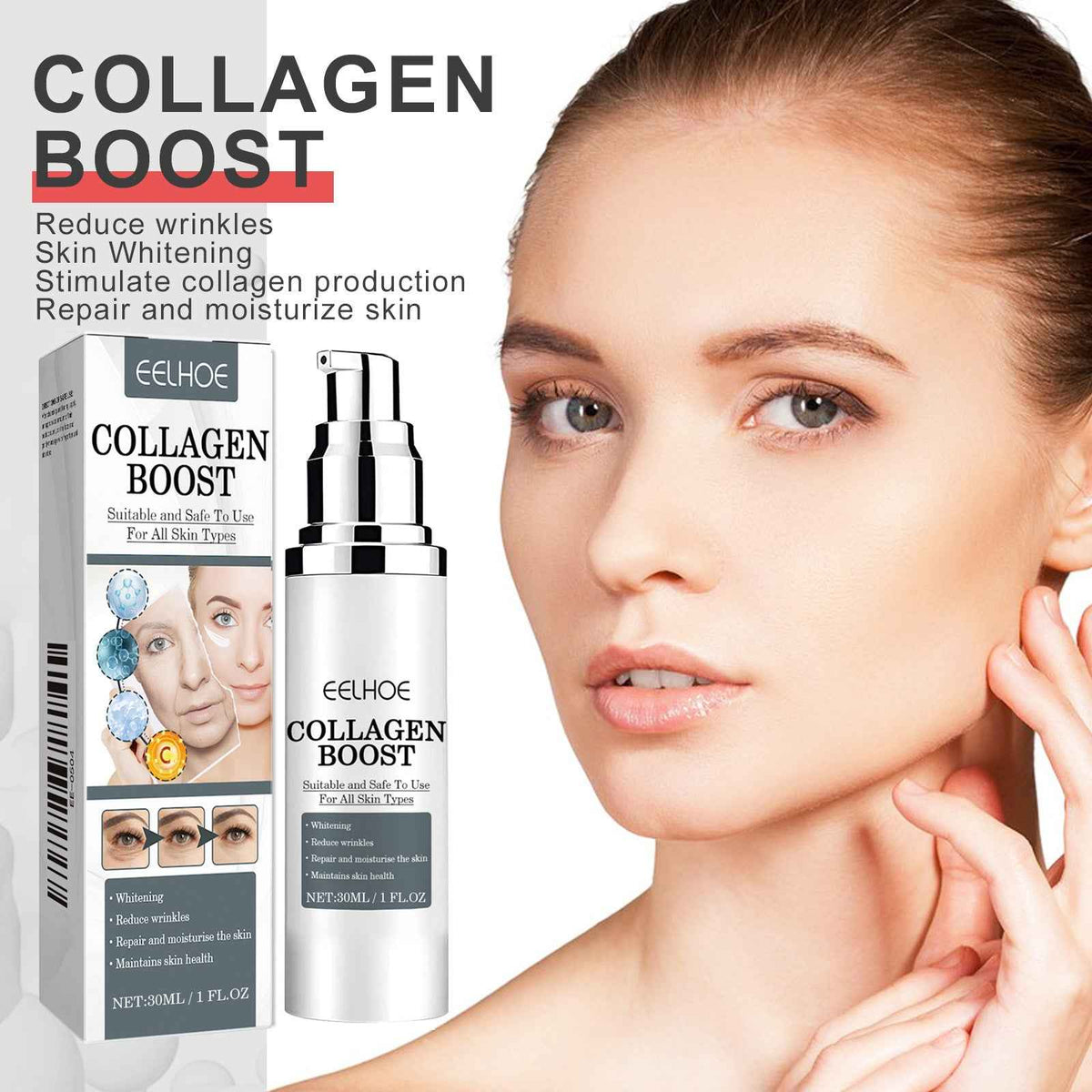 EELHOE Collagen Boost Whitening & Anti-Wrinkle Face Serum – 30ml.