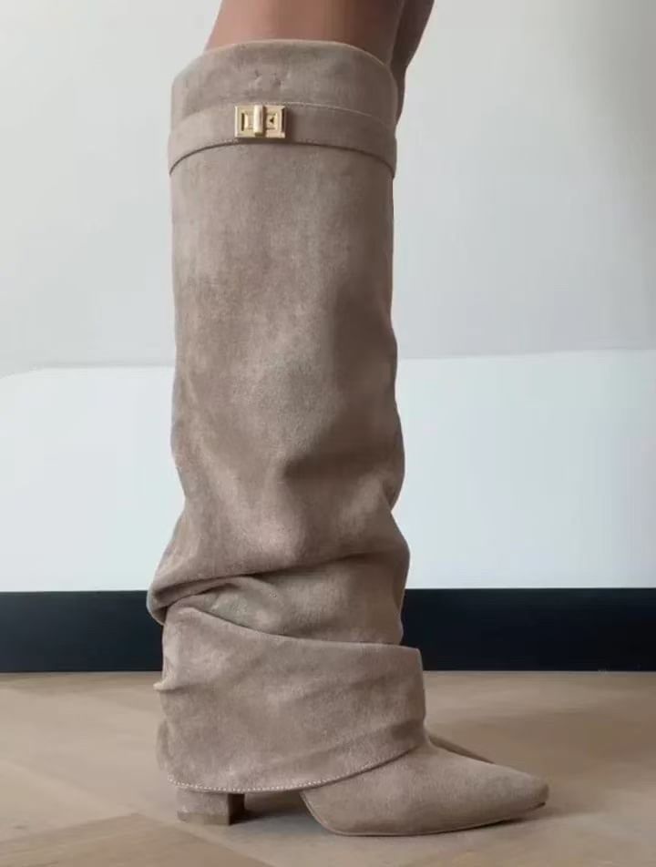 Women's Chunky Heel Mid-Calf Boots.