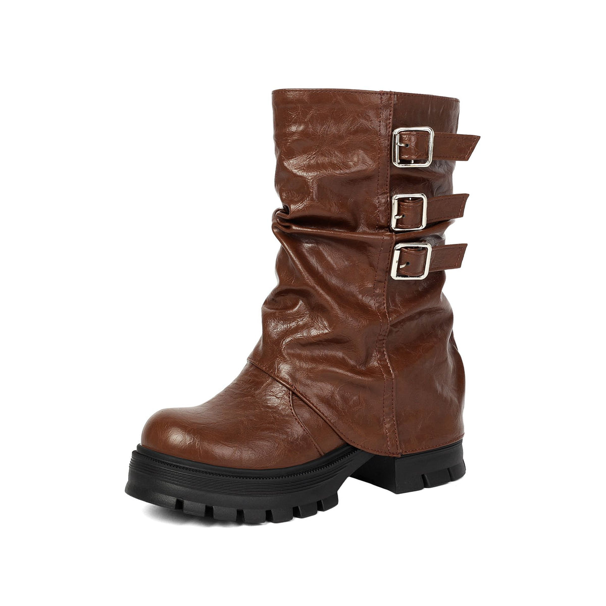 Women's Punk Style Low-Cut Boots with Chunky Heel.