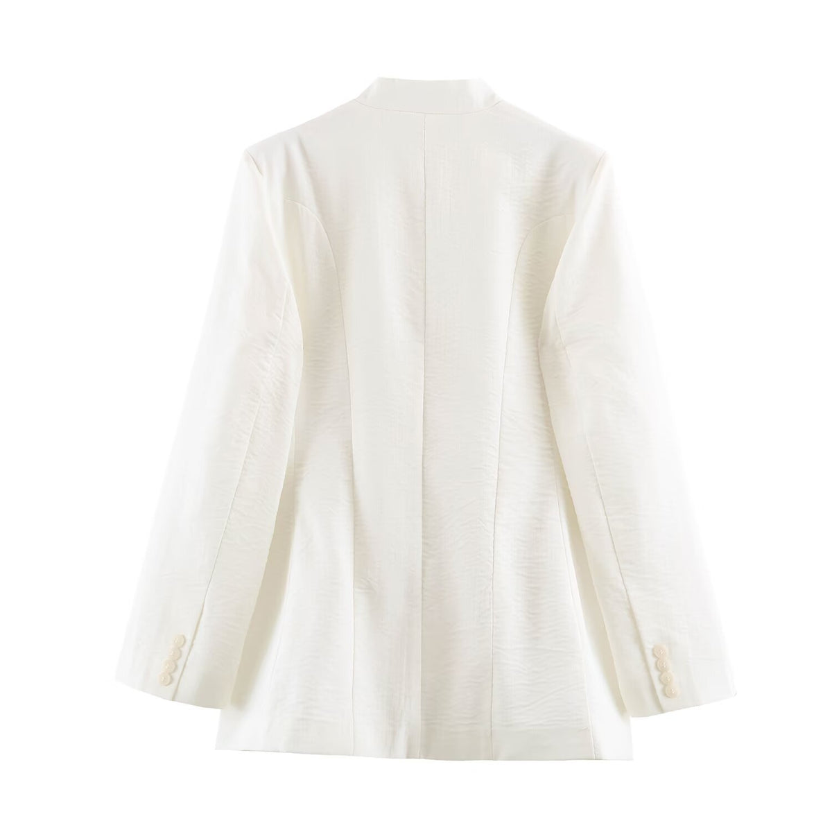 Asymmetric double breasted standing collar long sleeved suit jacket for women