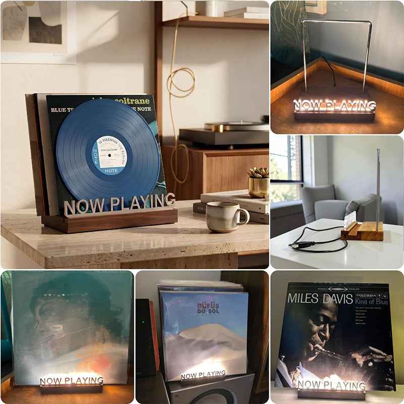 Wooden Vinyl Record Stand & Desktop CD Display Rack.
