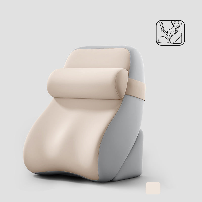 Ergonomic Back Support & Neck Roll Cushion Set – PU Leather.