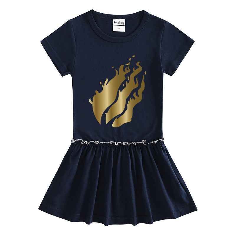 Children's Short Sleeve Cotton Dress for Girls.