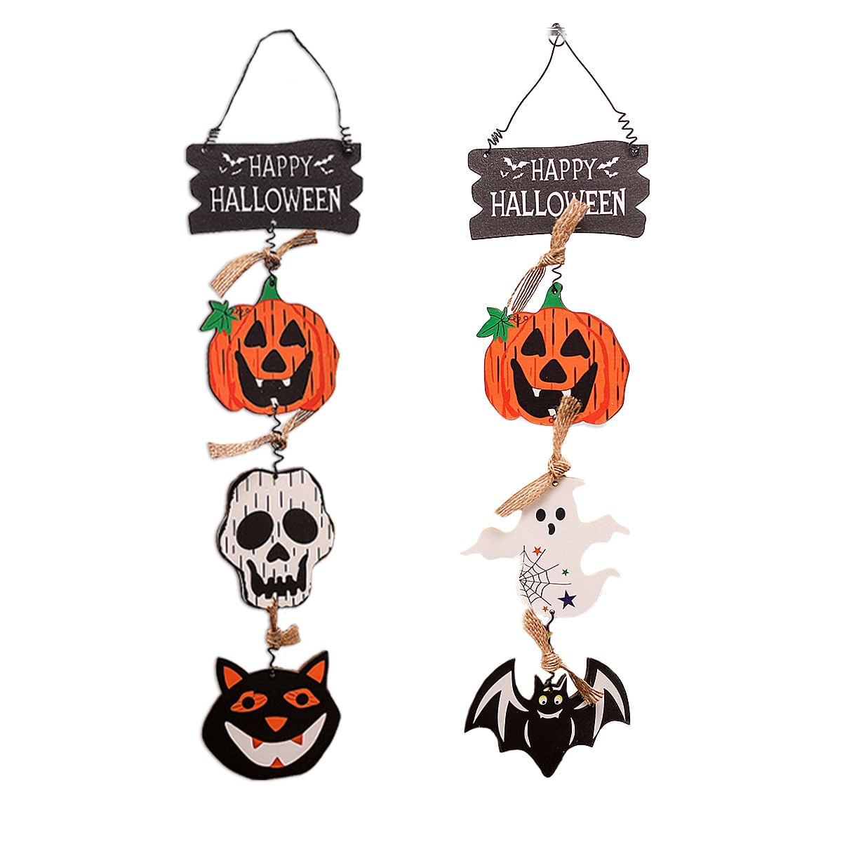Halloween Pumpkin & Ghost Wooden Door Hanger.