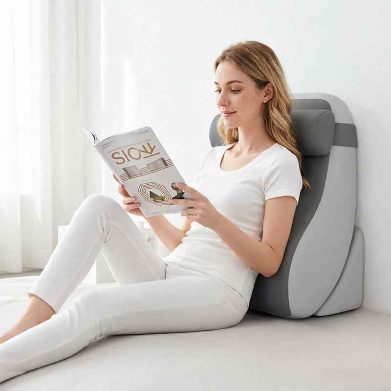 Ergonomic Back Support & Neck Roll Cushion Set – PU Leather.