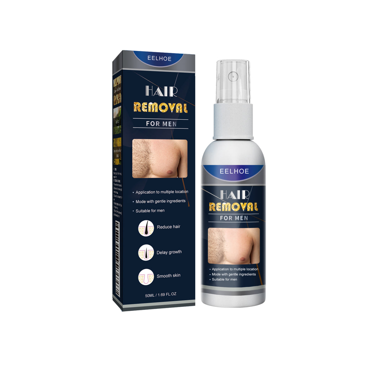 EELHOE Hair Removal Spray (50ml For Men) Is A Gentle Underarm Hair Removal Spray That Is Refreshing, Non-Irritating, Fine And Smooth