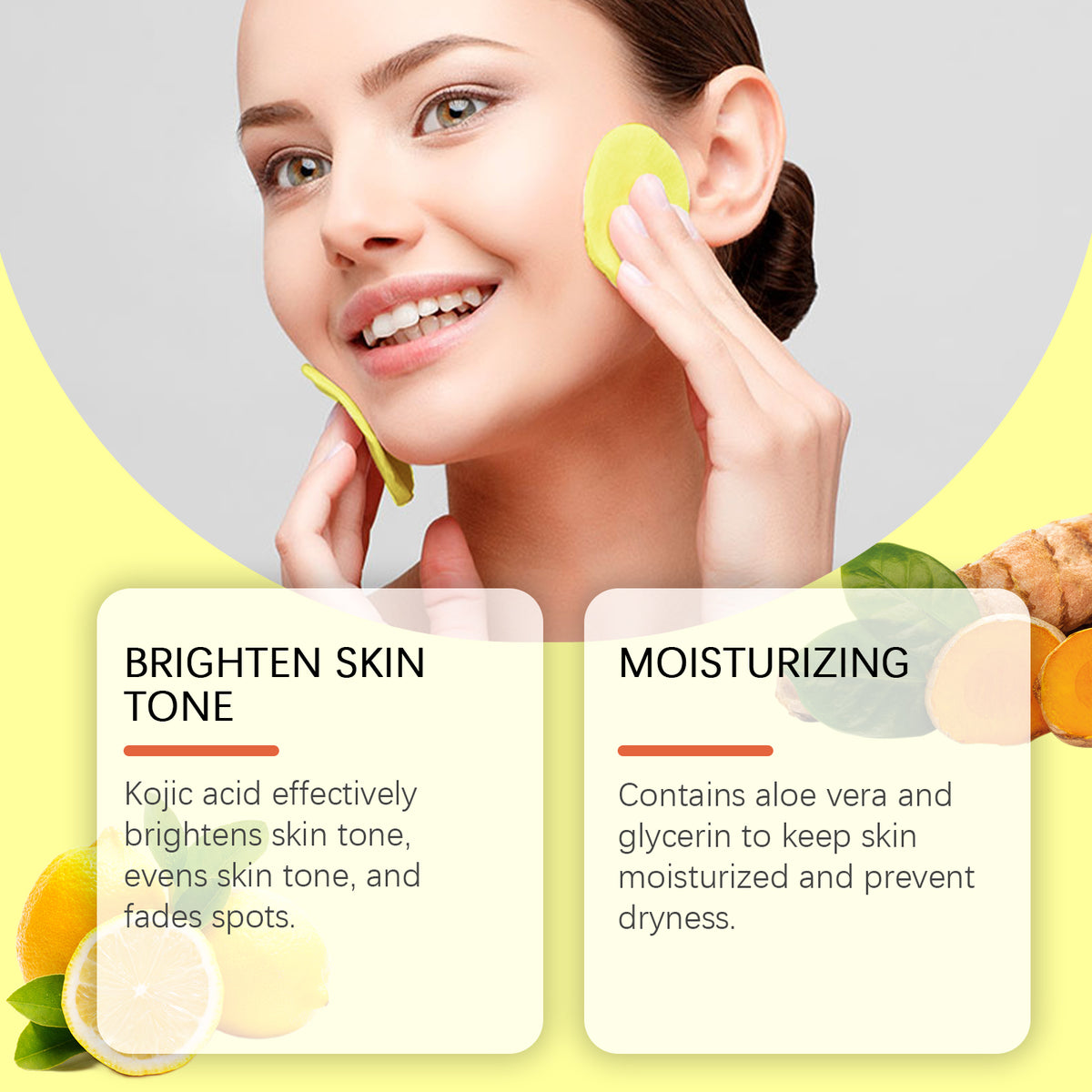 Jaysuing Turmeric Acid Cleanser Pad, Gently Cleans Facial Skin Pores And Reduces Acne Spots