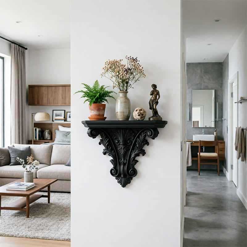 Gothic 3D Carved Floating Wall Shelf.