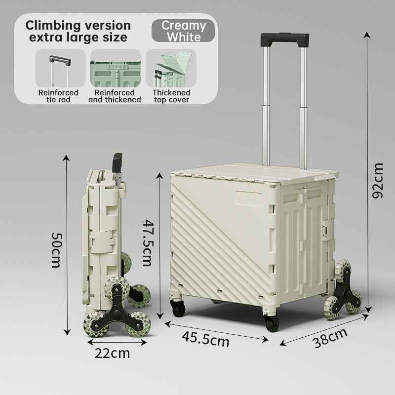 Folding Utility Cart with Lid – Rolling Storage Wagon for Shopping, Travel & Outdoor Activities.
