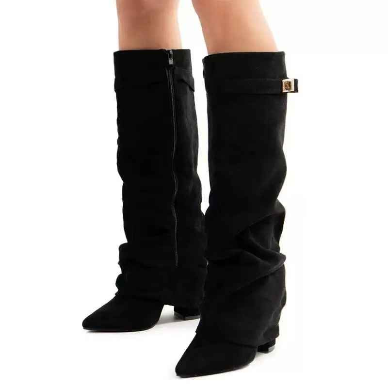 Women's Chunky Heel Mid-Calf Boots.