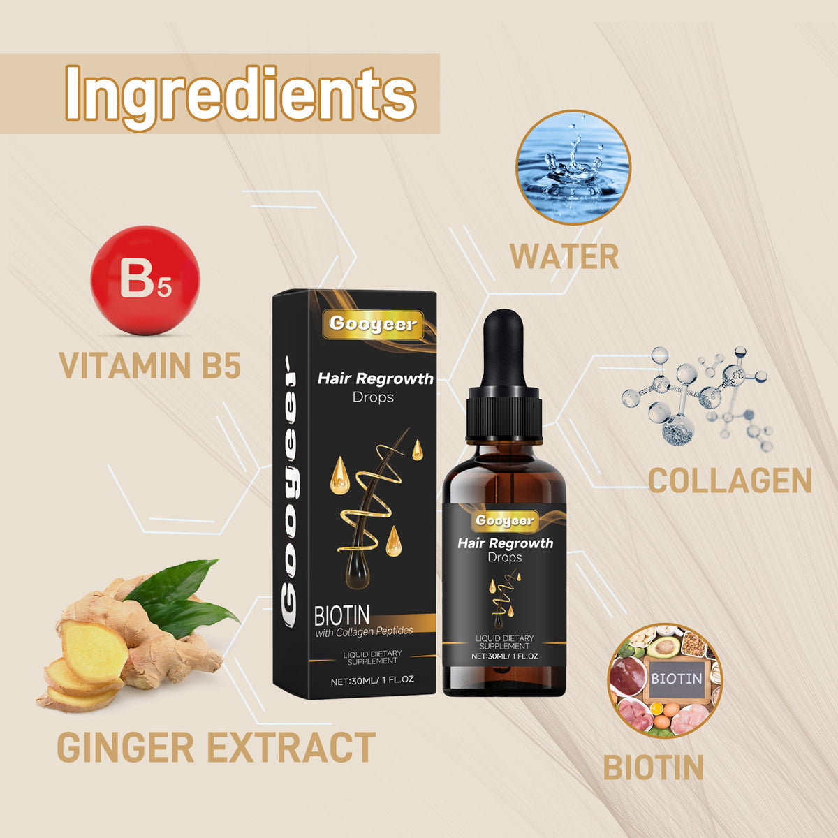 Googeer Hair Drops, Repair Dry Hair Smooth Hair Solid Hair.