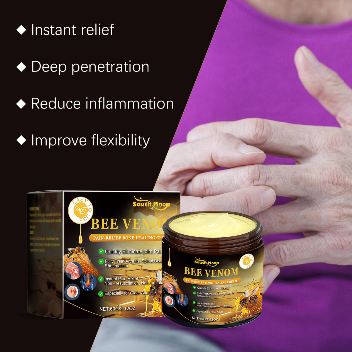 Bee Venom Joint Relief Cream – Knee & Wrist Support.