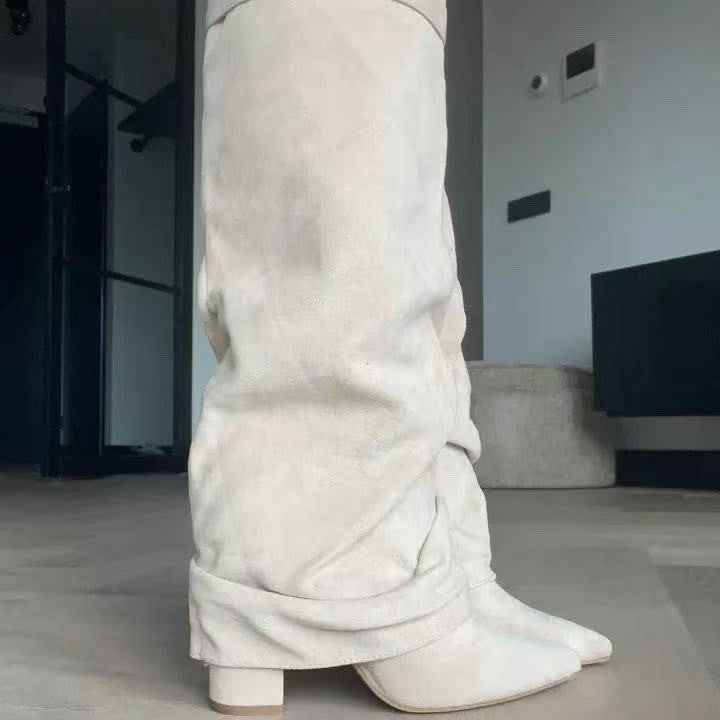 Women's Chunky Heel Mid-Calf Boots.