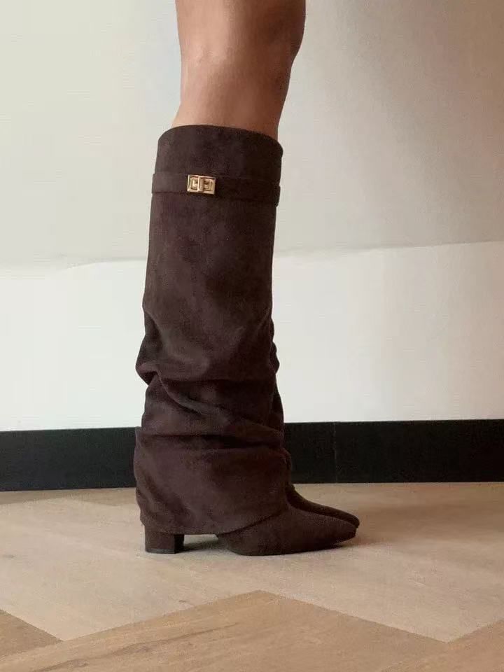 Women's Chunky Heel Mid-Calf Boots.