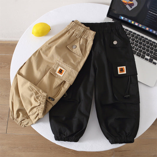 Boys' Autumn Cargo Jogger Pants Casual Trendy Kids Trousers