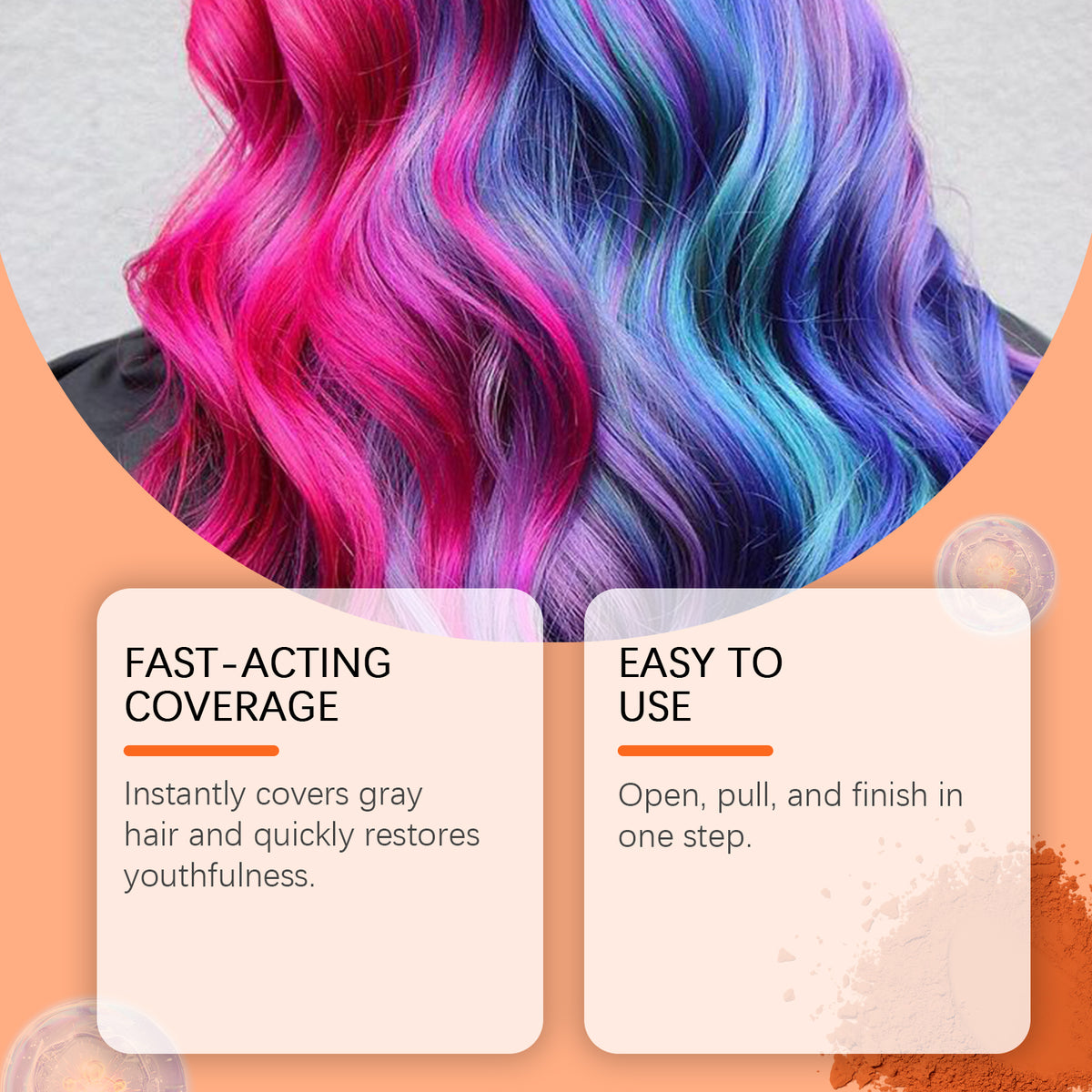 Hoegoa Hair Dye Powder (Purple) Can Easily Change Your Hair Color With Just One Application. It Naturally Covers Your Hair And Is Convenient For The Ball