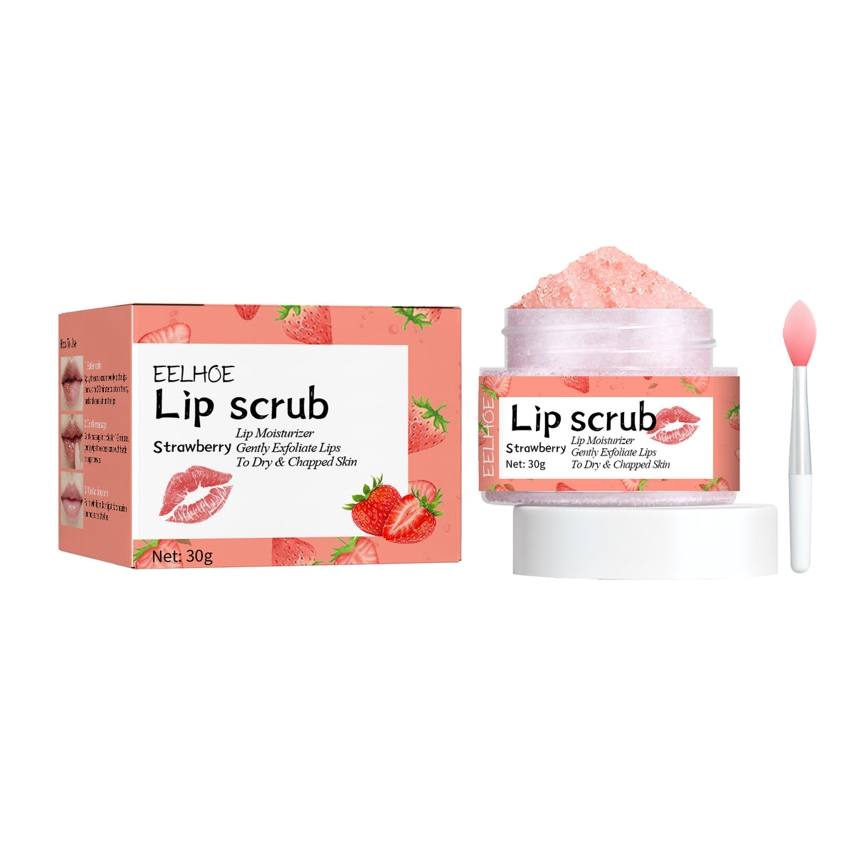 EELHOE Strawberry Lip Scrub, Moisturize Lips, Prevent Dry Crack, Moisturize Dead Skin, And Fade The Corners Of Lips.
