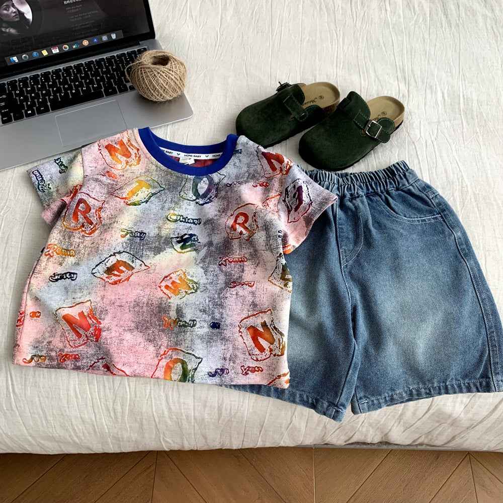 Women's Summer Short Sleeve Two-Piece Set.