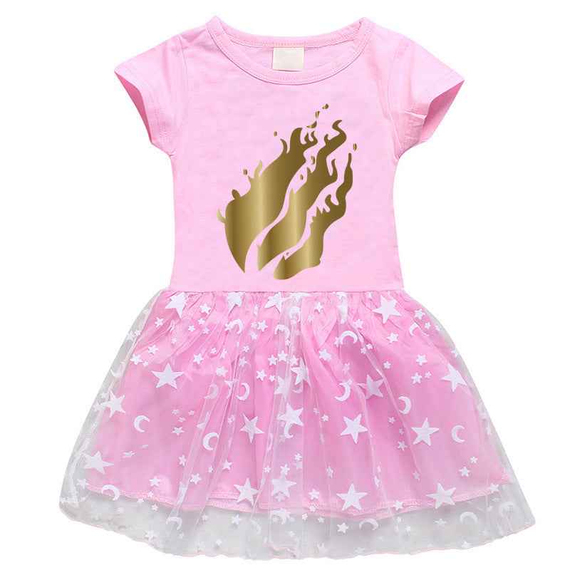 Girls' 3D Print Cotton Dress.