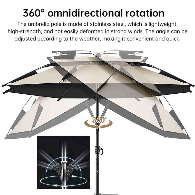 6.6FT Double Canopy Beach Umbrella – UV Protective, Waterproof Sun Shade for Garden, Camping & Fishing.