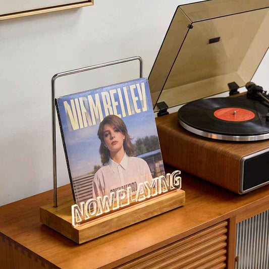 Wooden Vinyl Record Stand & Desktop CD Display Rack.