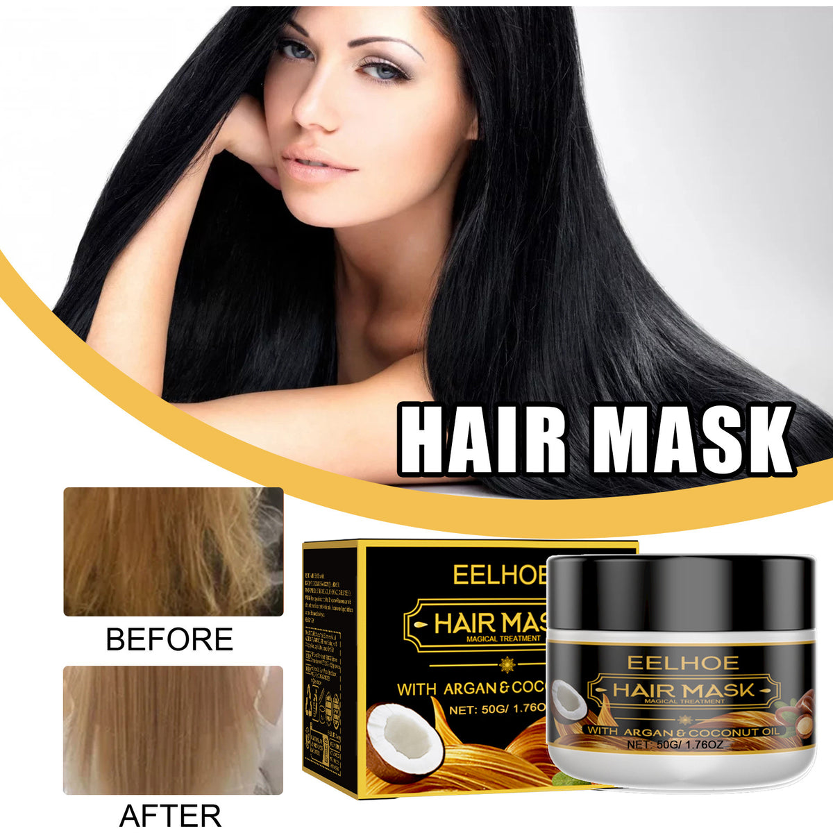 EELHOE Hair Mask Conditioner Moisturizes, Improves, Dyes, Irons, Smooths And Fluffs Hair Mask