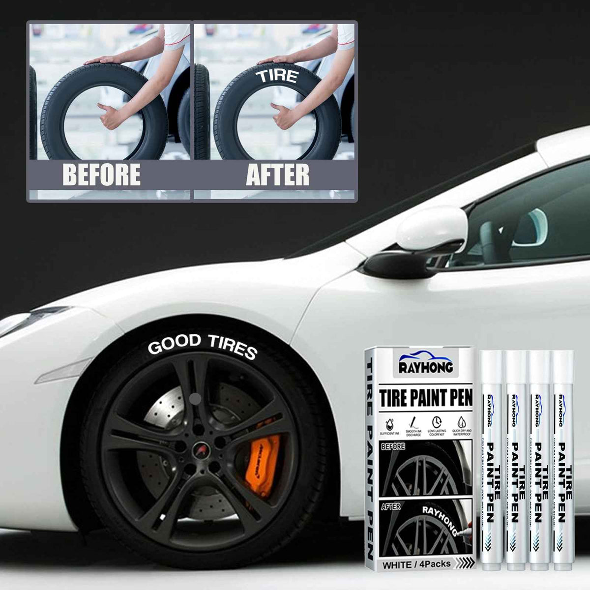 Tire Paint Pen, Car Tire Letter Pen Decorative Modification Supplies Graffiti Tracing Birthmark Pen.