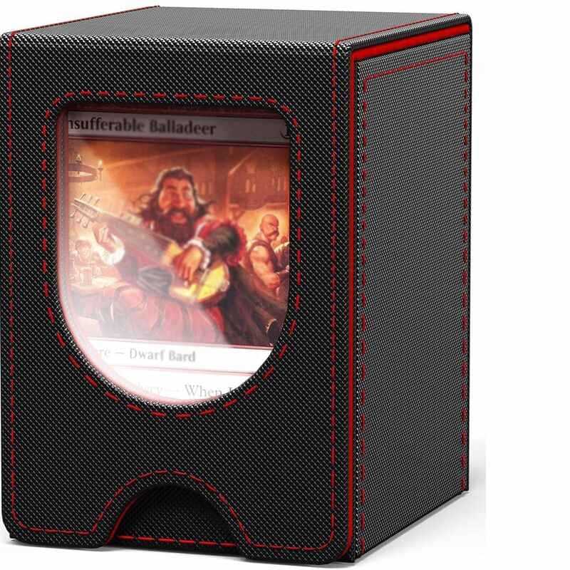 Leather TCG Card Storage Box – 100+ Card Capacity Organizer with Dividers for Trading Card Games.