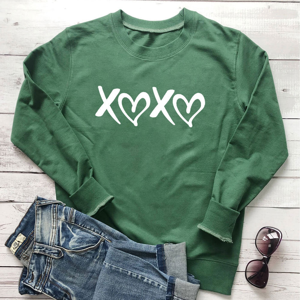 Heart print pattern hoodie