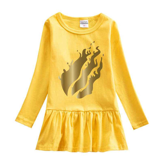 Girls' Round Neck Cotton Dress.