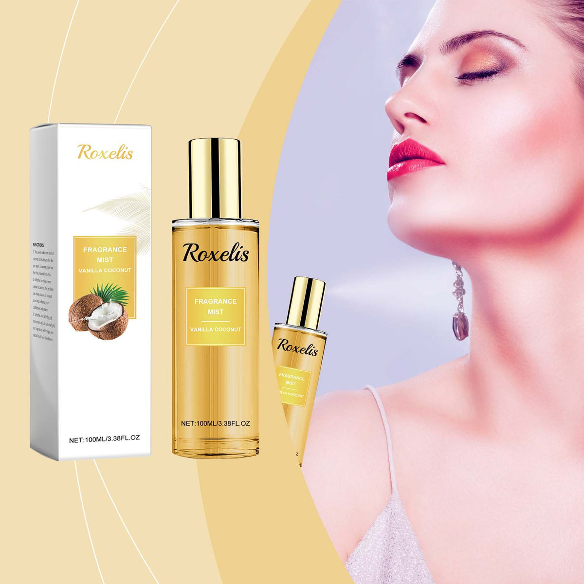 Roxelis Vanilla Coconut Body Spray.