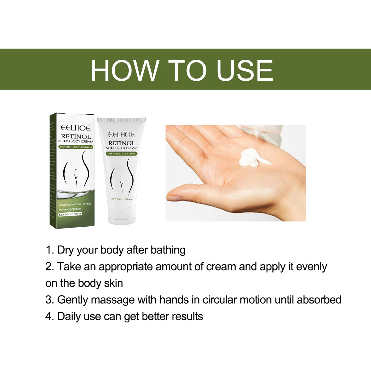 EELHOE Retinol Body Cream Body Cream For Toning, Moisturizing, Brightening, Lightening, Fine Lines And Soft Skin