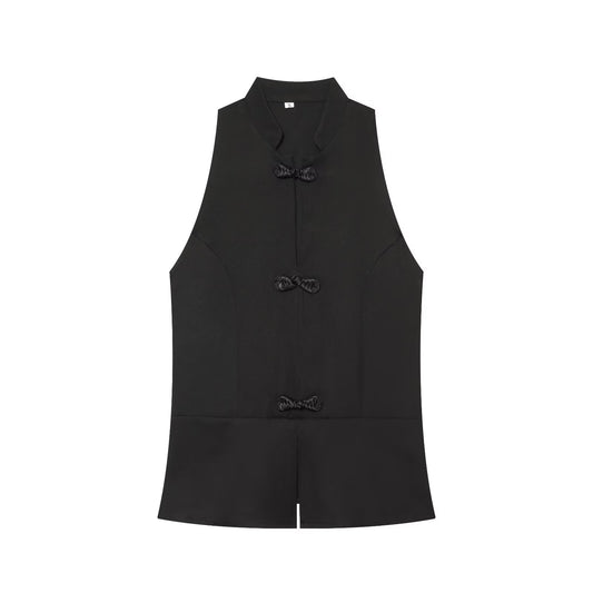 Slimming rope knot short skirt style hemline vest top for women