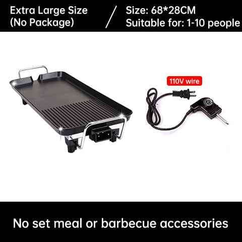 1500W Electric Teppanyaki Grill, Smokeless Non-Stick Griddle, Portable Tabletop BBQ Plate with Adjustable Temp.
