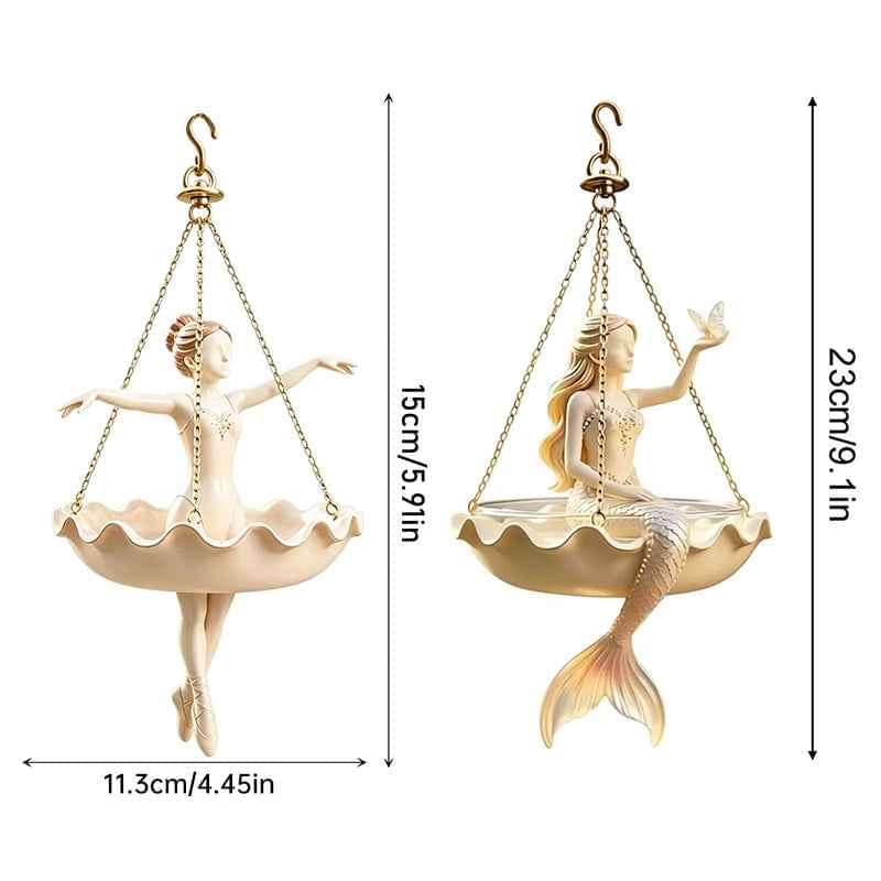 Resin Hanging Planter – Elegant Ballerina Design, Hand-Carved Detail, UV-Resistant Outdoor Flower Pot.