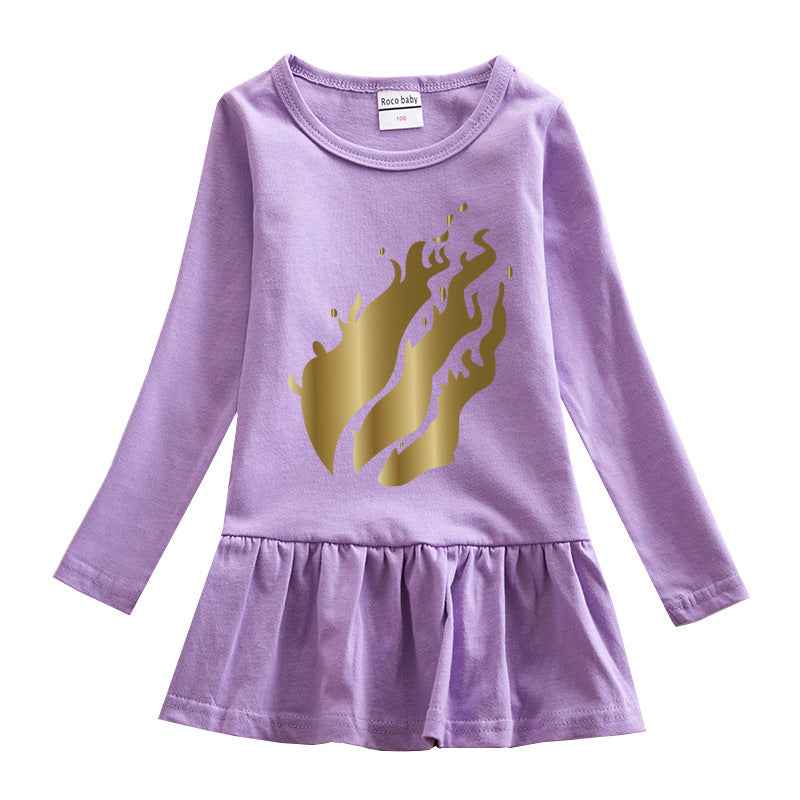Girls' Round Neck Cotton Dress.