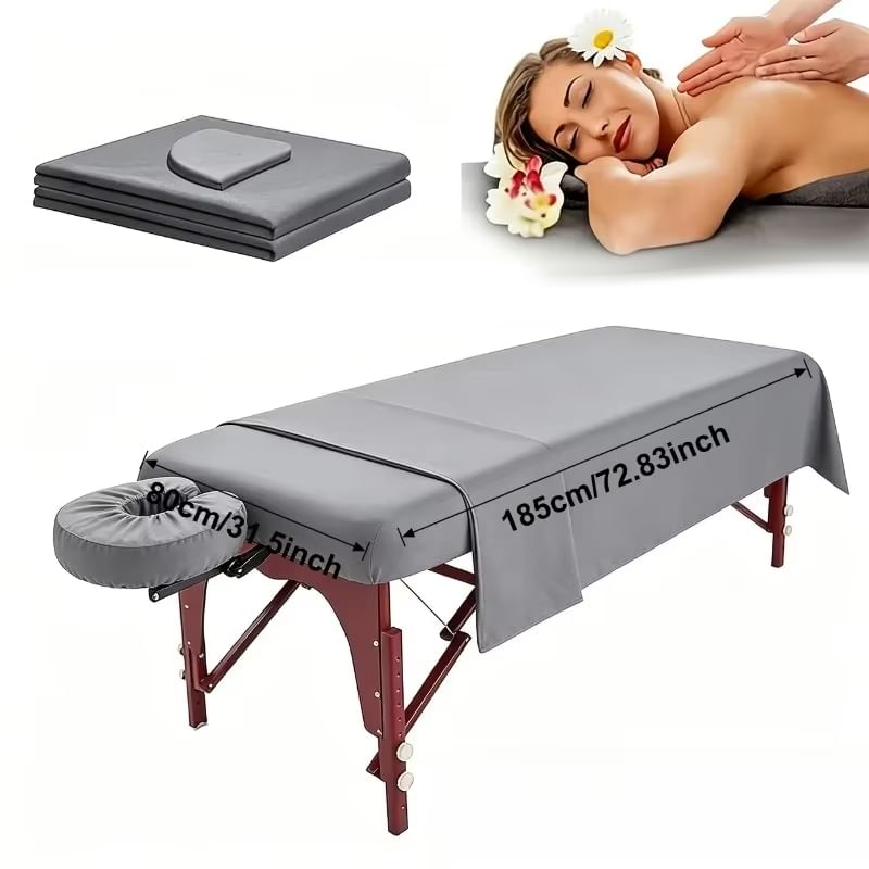 3-Piece Massage Table Sheet Set – Solid Color, Washable & Durable.