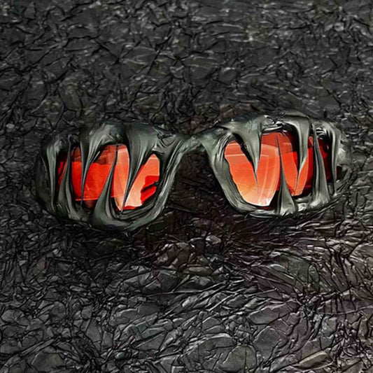 Gothic Demon Eye Resin Novelty Sunglasses – Red Lens.