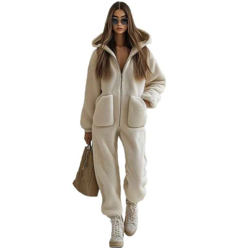 Women's Hooded Straight Leg Jumpsuit.