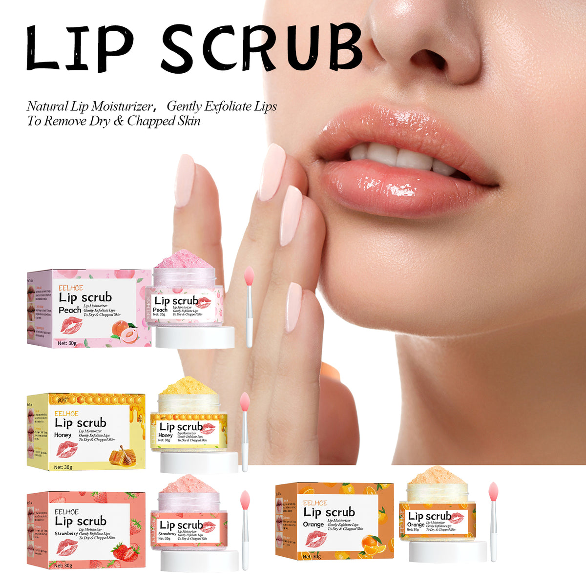 EELHOE Strawberry Lip Scrub, Moisturize Lips, Prevent Dry Crack, Moisturize Dead Skin, And Fade The Corners Of Lips.