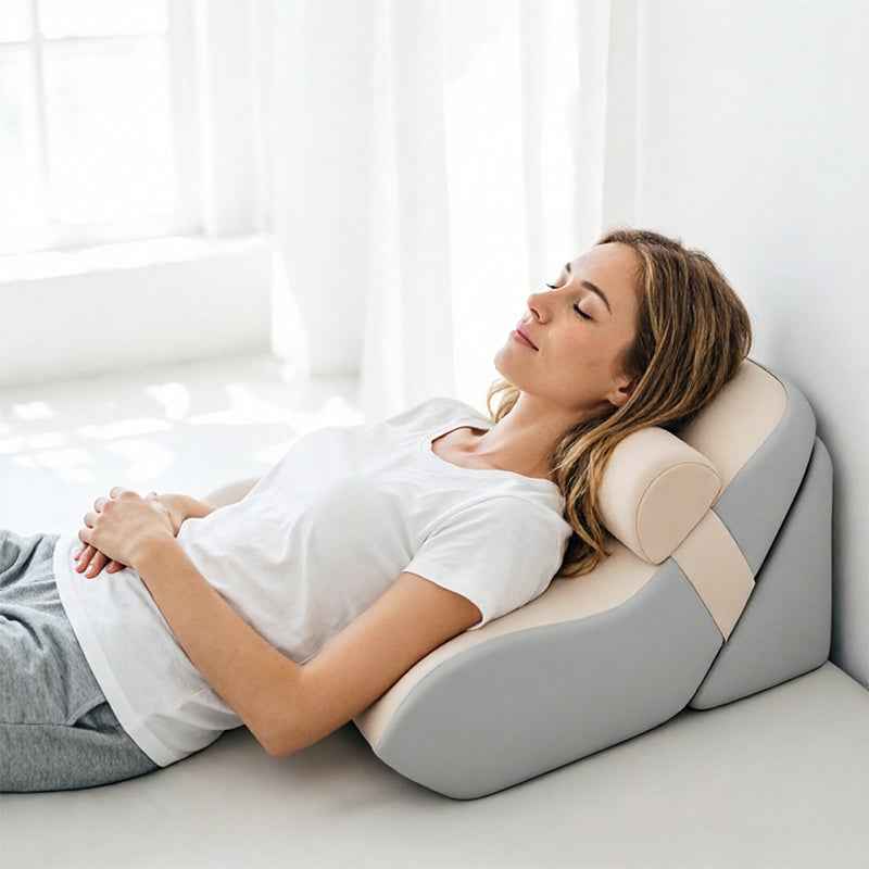 Ergonomic Back Support & Neck Roll Cushion Set – PU Leather.