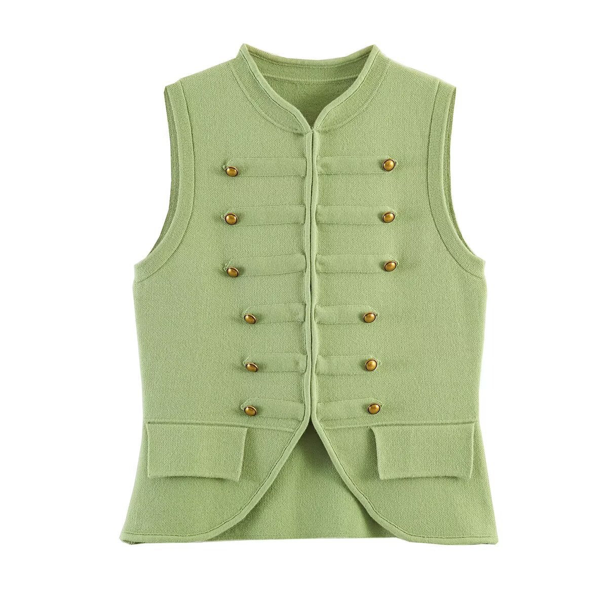 Sleeveless round neck rope knot knit vest top for women
