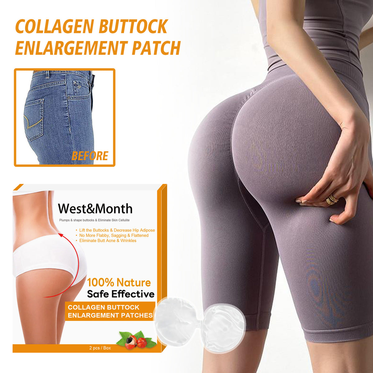West&Month Collagen Butt Lift And Buttocks Firming Skin, Hip Lift And Peach Butt Lift