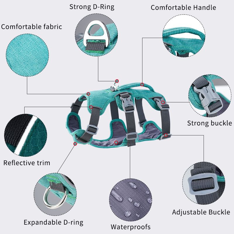 Reflective No-Pull Dog Harness with Control Handle.