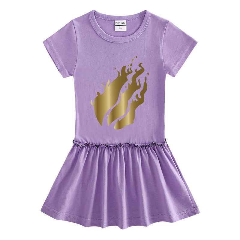 Children's Short Sleeve Cotton Dress for Girls.