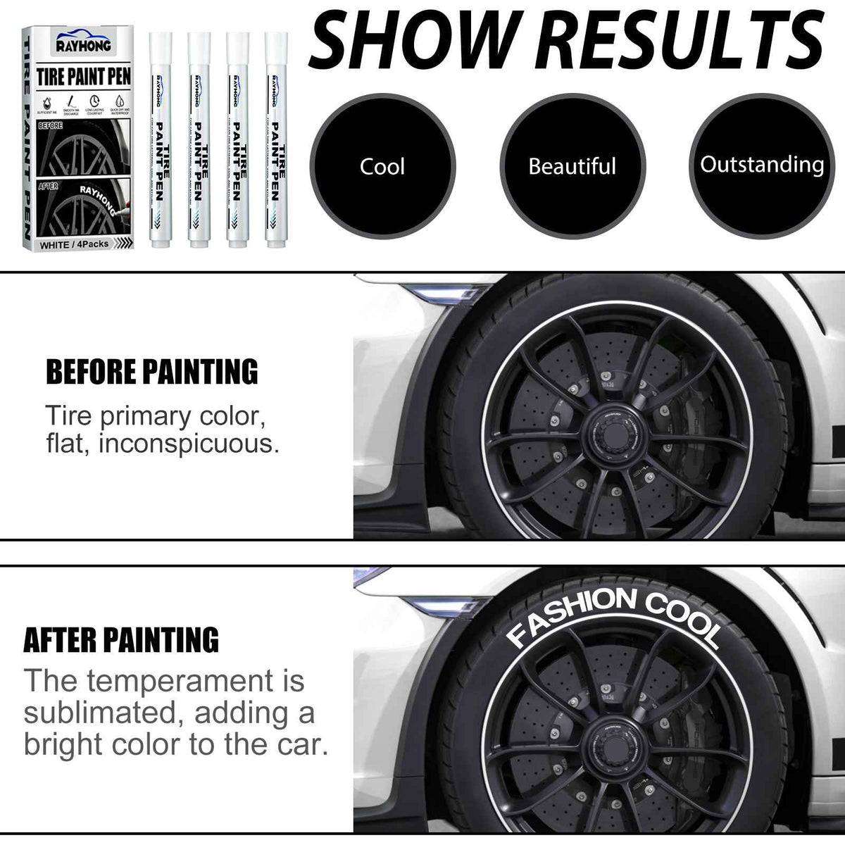 Tire Paint Pen, Car Tire Letter Pen Decorative Modification Supplies Graffiti Tracing Birthmark Pen.