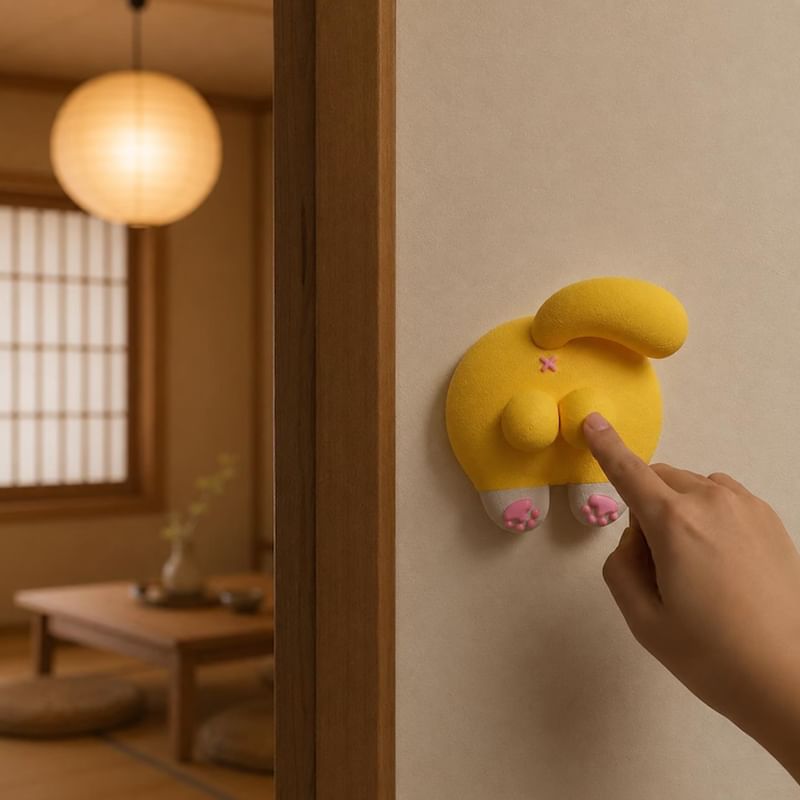 3D Orange Cat Butt Light Switch Cover Sticker.