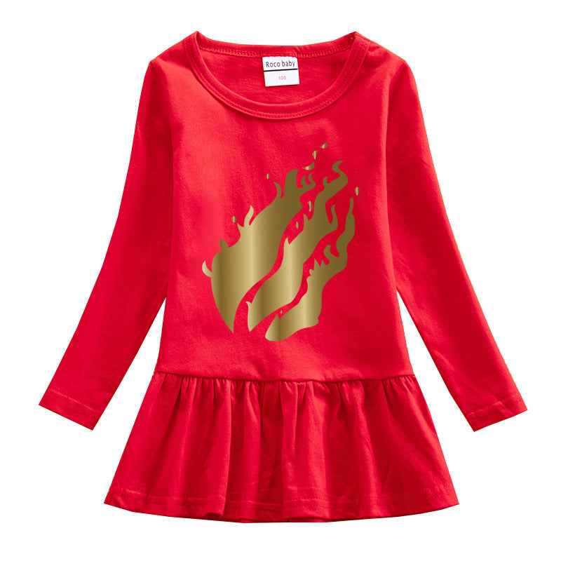 Girls' Round Neck Cotton Dress.